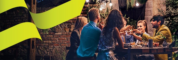 outdoor gathering of friends for food and drinks newsletter