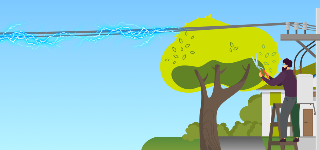 Man working on power lines