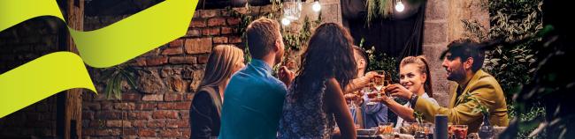 outdoor gathering of friends for food and drinks newsletter