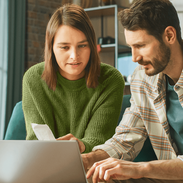 Couple reviewing a bill