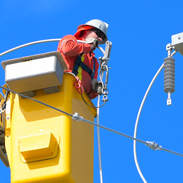 Man working on power lines