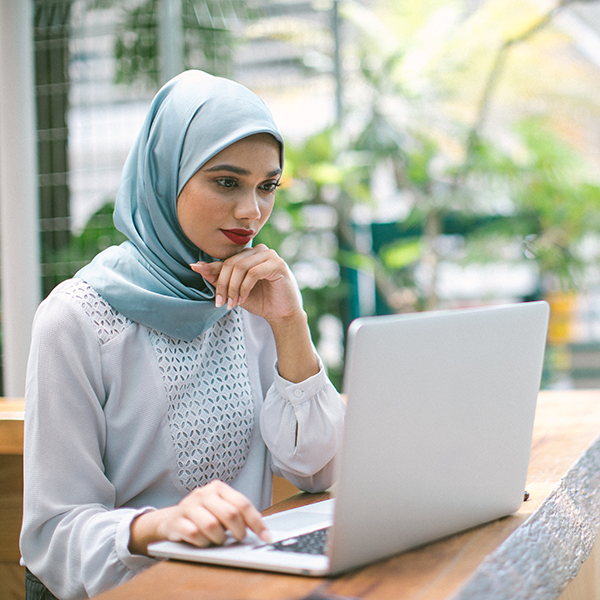 woman working on laptop